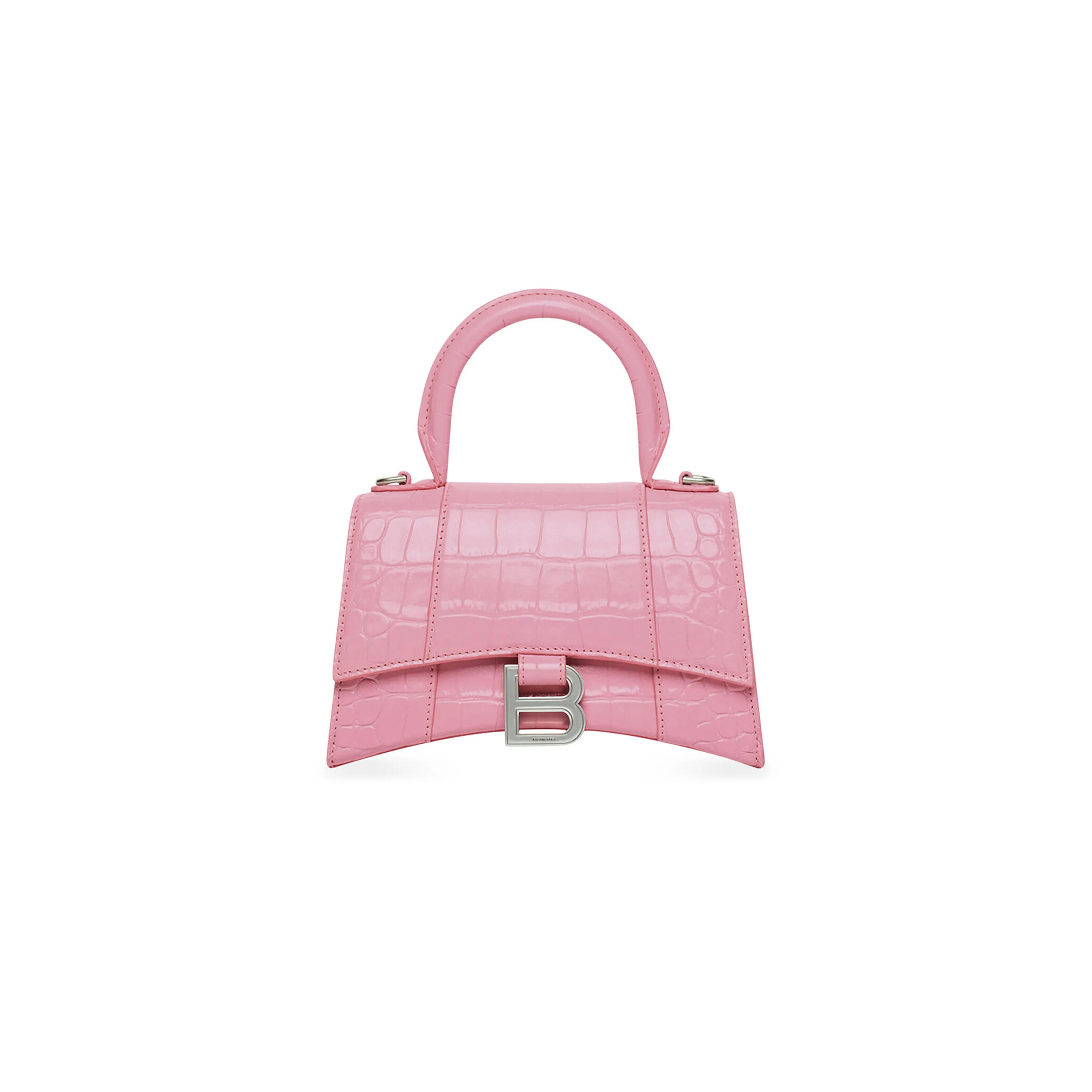 BALENCIAGA WOMEN'S HOURGLASS HANDBAG XS IN ROSE PINK 5928331LR6Y5906 (18.8*13*7.9cm)